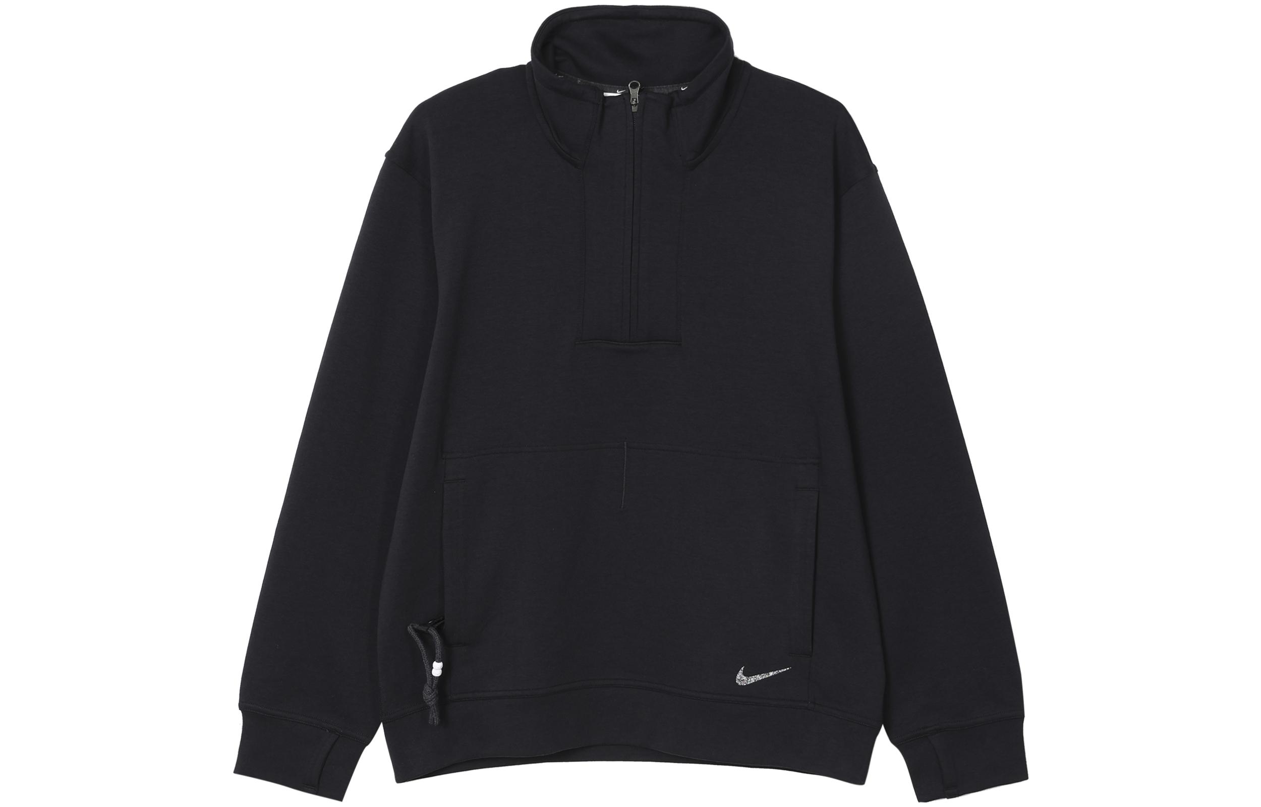 Nike Sweatshirts Men s Black Stand Collar Moderate Regular DQ6698-010 XL