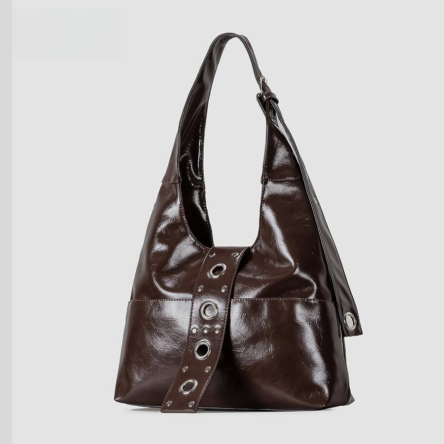 

Women Top Handle Shoulder Bag Personality Rivet Satchel Tote Hobo Handbag Purse Bag 27x24x8cm