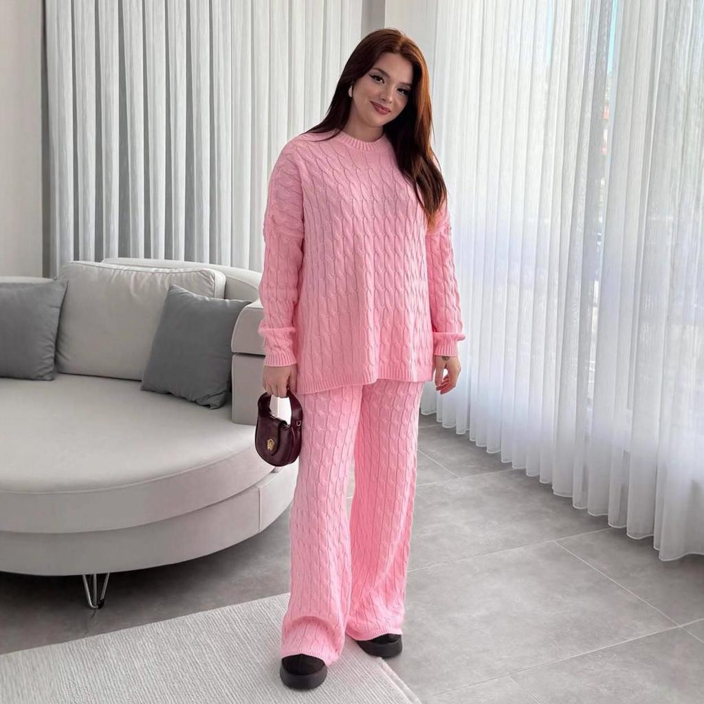 2025 Herbst Damen Strickpullover & Lange Hosen Set - Warm, Vielseitig & Lockerer Schnitt