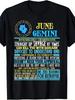 Men's Funny Gemini Zodiac T-Shirt - June Birth Month Gift with Gemini Facts Grap
