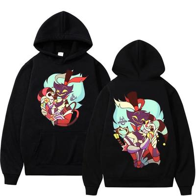 Аниме Helluva Boss, двусторонняя толстовка с принтом, унисекс, женская уличная мода, пуловеры больших размеров, трендовые толстовки с капюшоном из мультфильма