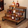 Portabottiglie Stabile per 6-12 Bottiglie, Scaffale Espositore per Bottiglie di Liquore, Organizzatore per Sciroppi da Caffè, Mobiletto Mini Bar da Banco a 3 Livelli per la Casa,