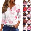 Women's T Shirt Tee Print Button  3/4 SleeveDaily Weekend Fashion Basic V- Neck Regular Top