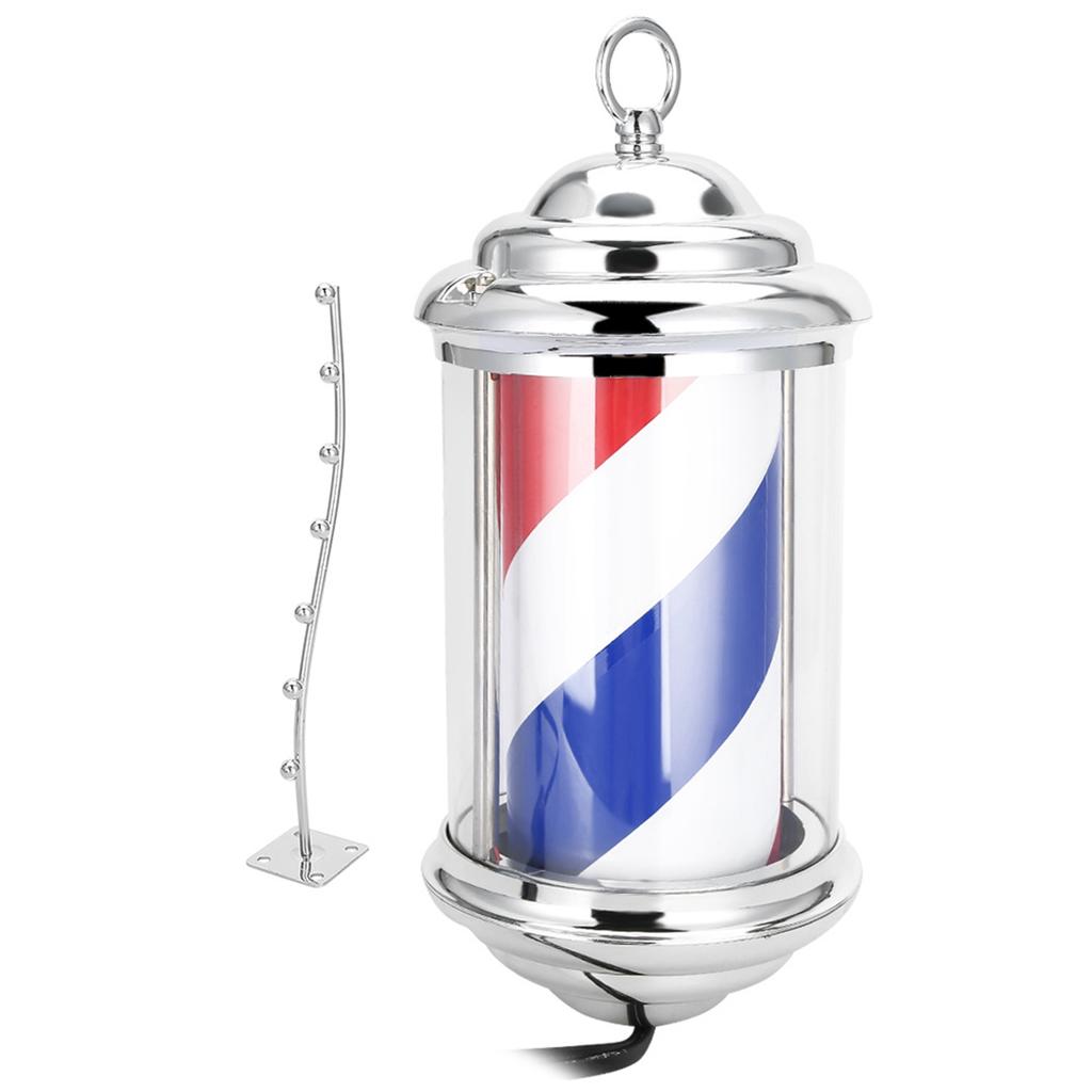 Rainproof LED Barber Shop Pole Sign Hair Salon Wall-Mounted Bright Rotating Light 28cm