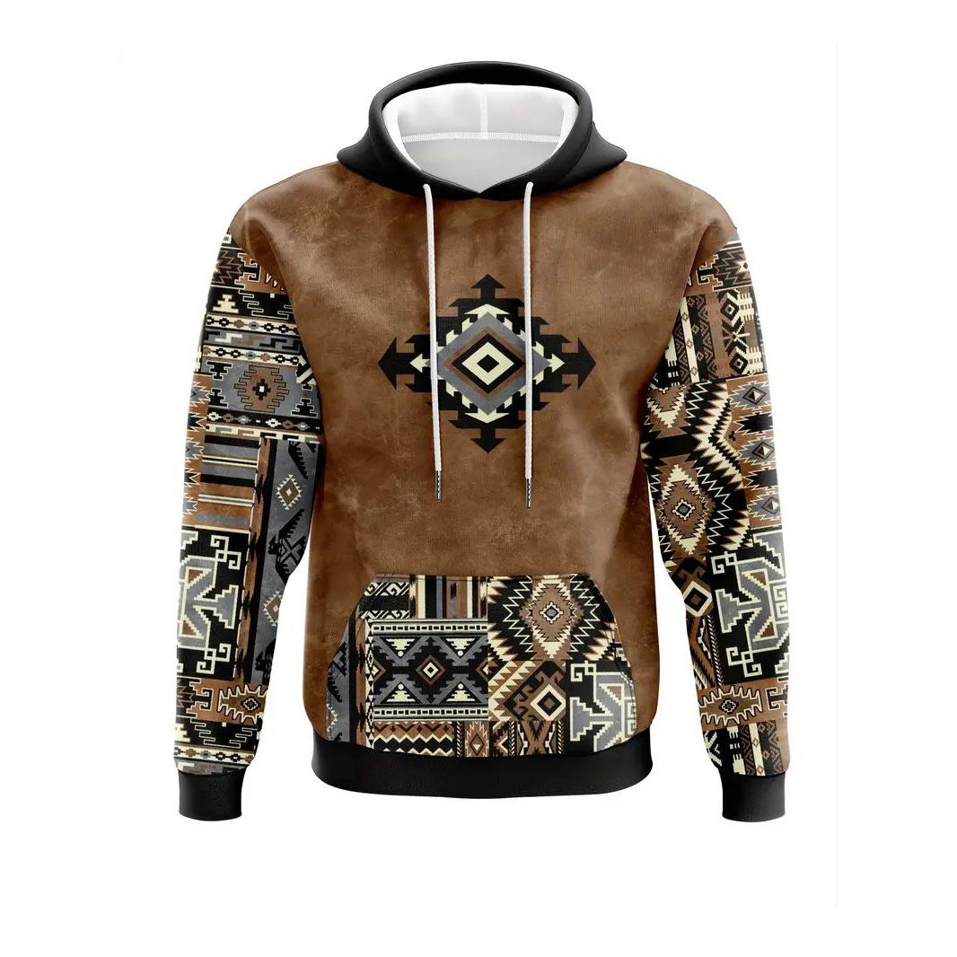 

Осенняя мужская толстовка с длинным рукавом с этническим рисунком, уличный пуловер, модная толстовка с капюшоном, мужская толстовка с капюшоном, свободная одежда 2XL