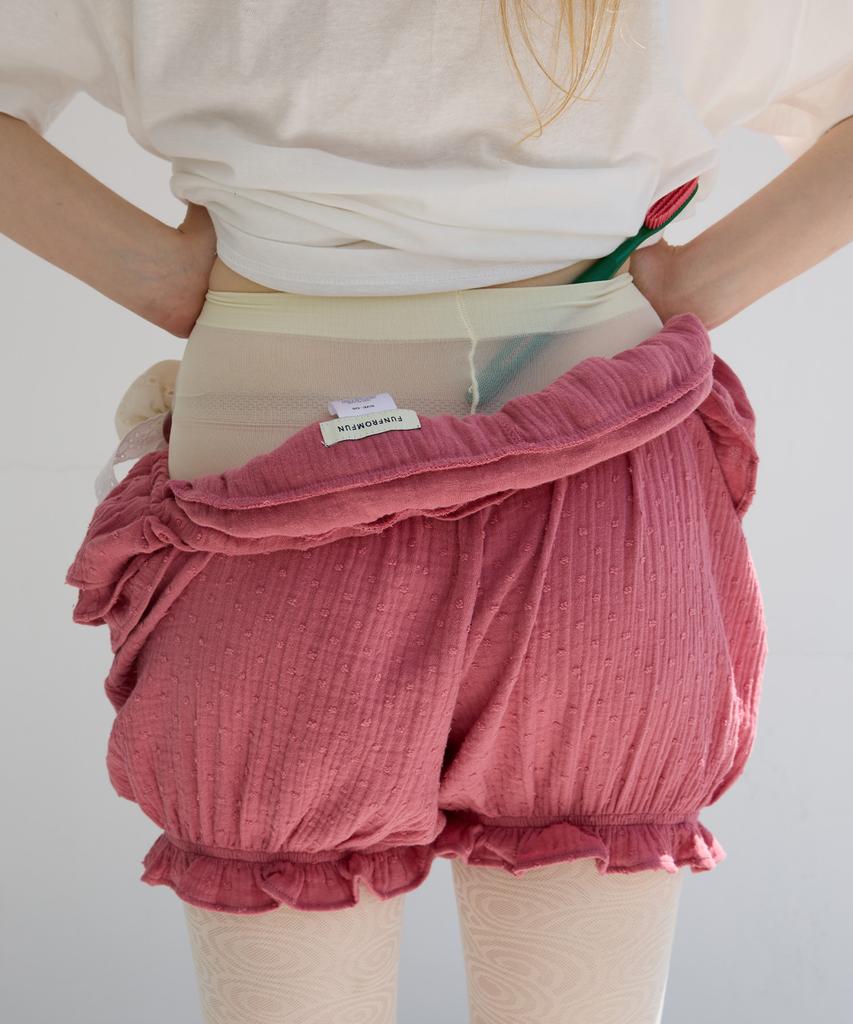 FUNFROMFUN Frilled Pumpkin Shorts, Deep Pink