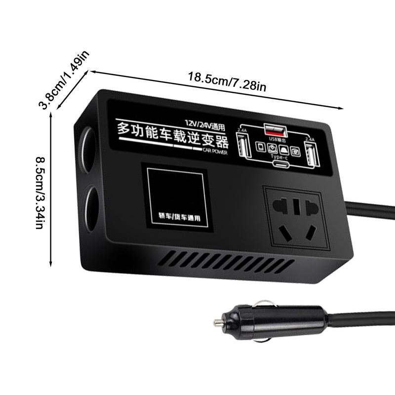 Power Inverter For Car DC 12V/24V To 220V Power Converters For Vehicles 200W Car Charging Station Car Plug In Adapter Outlet For