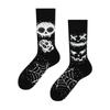 Trendy Asymmetric Mandarin Duck Cotton Socks - Skull Design, Medium-High Tube, for Couples
