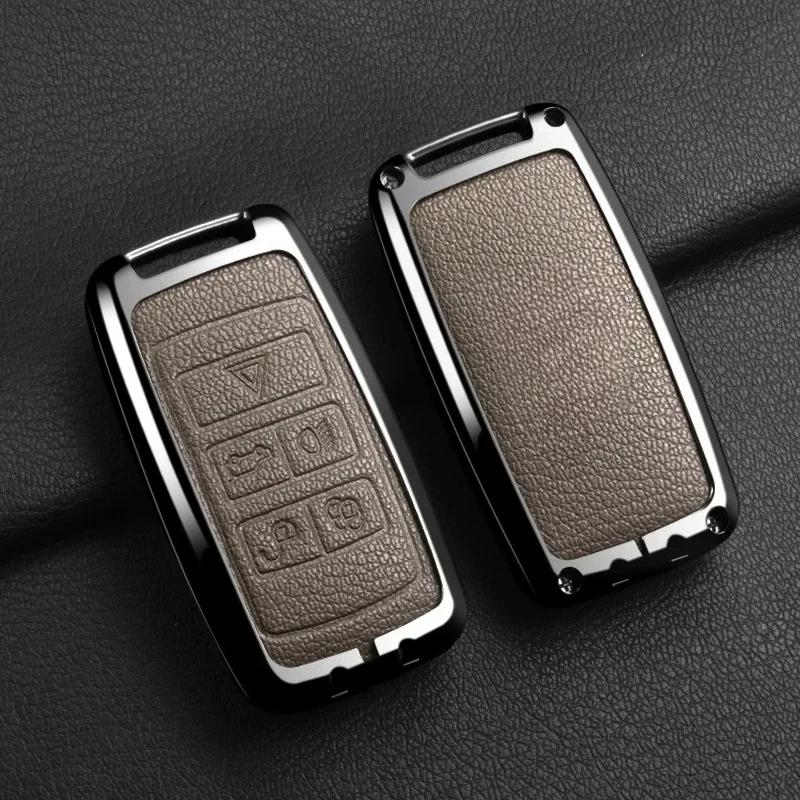 Zinc Alloy+Leather Car Key Case Cover Keychain Holder Shell For Land Rover Range Rover Sport Velar Evoque Freelander2 Discovery