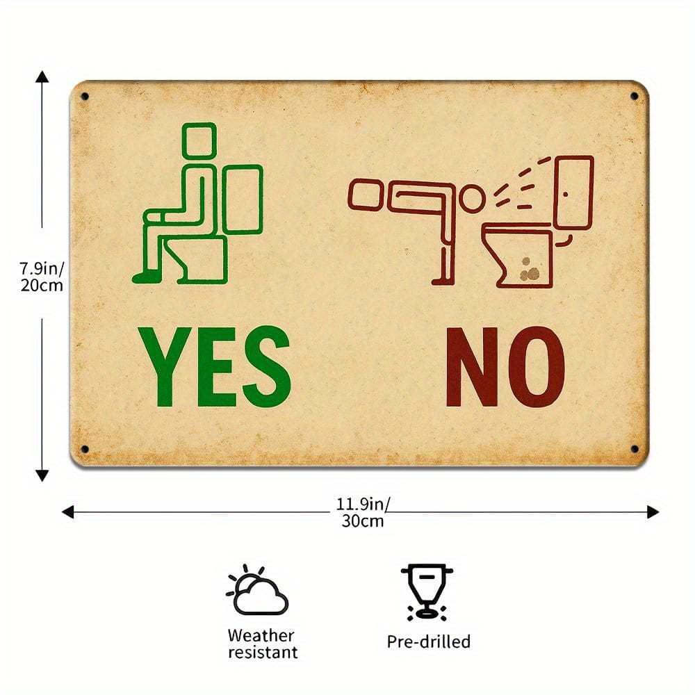 Funny Vintage Toilet Metal Sign, 12x8 Inch.