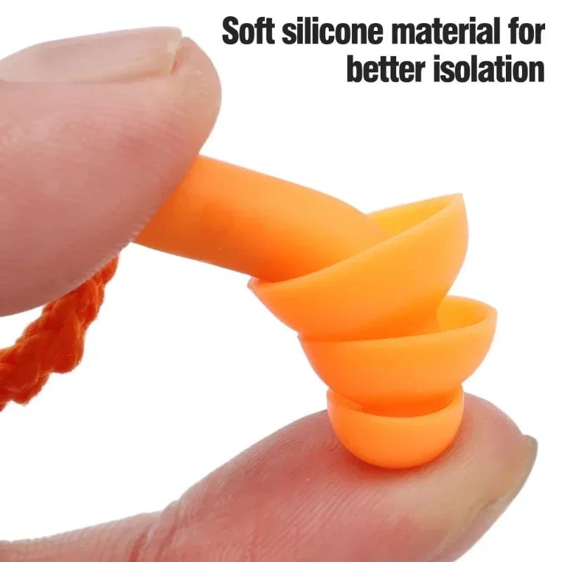 Swimming Waterproof Silicone Earplugs Anti Noise Corded Anti Lost Reusable Soft Ear Plugs for Diving Shower