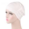 Solid Color Men Women Pleated Cotton Beanie Cap Hair Loss Sleeping Chemo Hat EMA