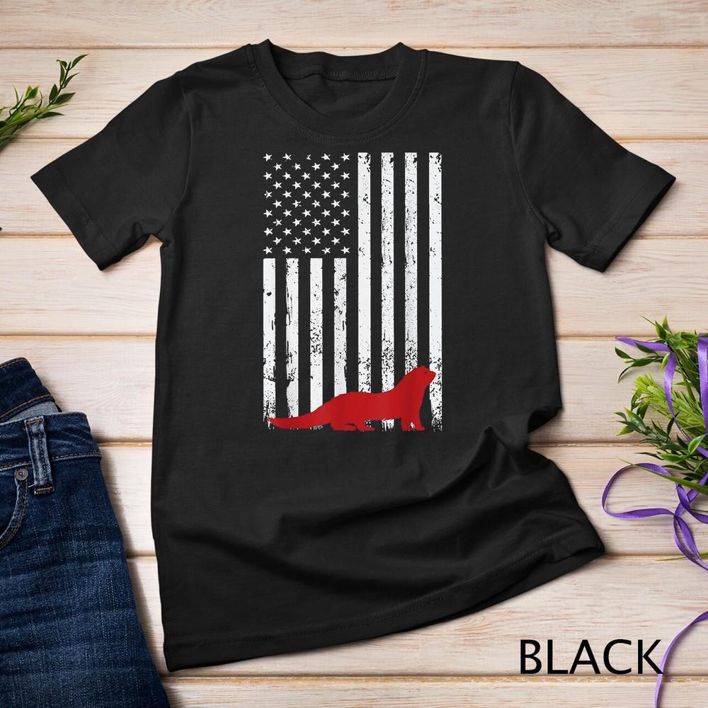 

National Ferret Day Retro Vintage USA Flag 4th July Unisex T-shirt M