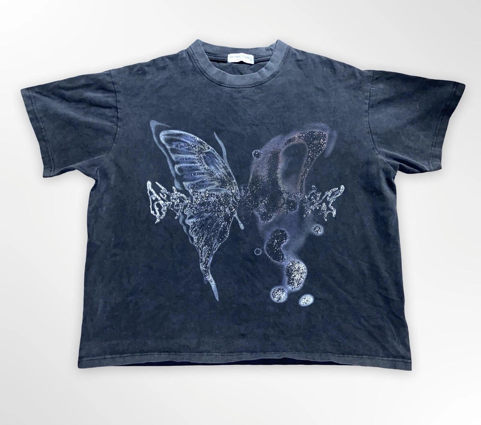 

Aelfric Eden Graphic T Shirt Men Size S Black Cropped Skull Butterfly Streetwear M