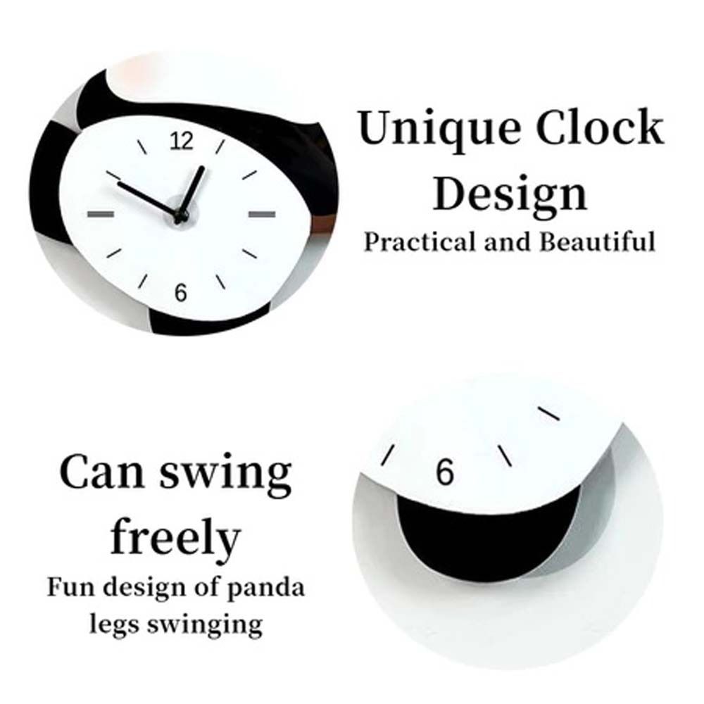 Wall Decoration Cartoon Swinging Panda Wall Clock Silent Animal Hanging Watch Time Accuracy Panda Mute Clock Living Rooms