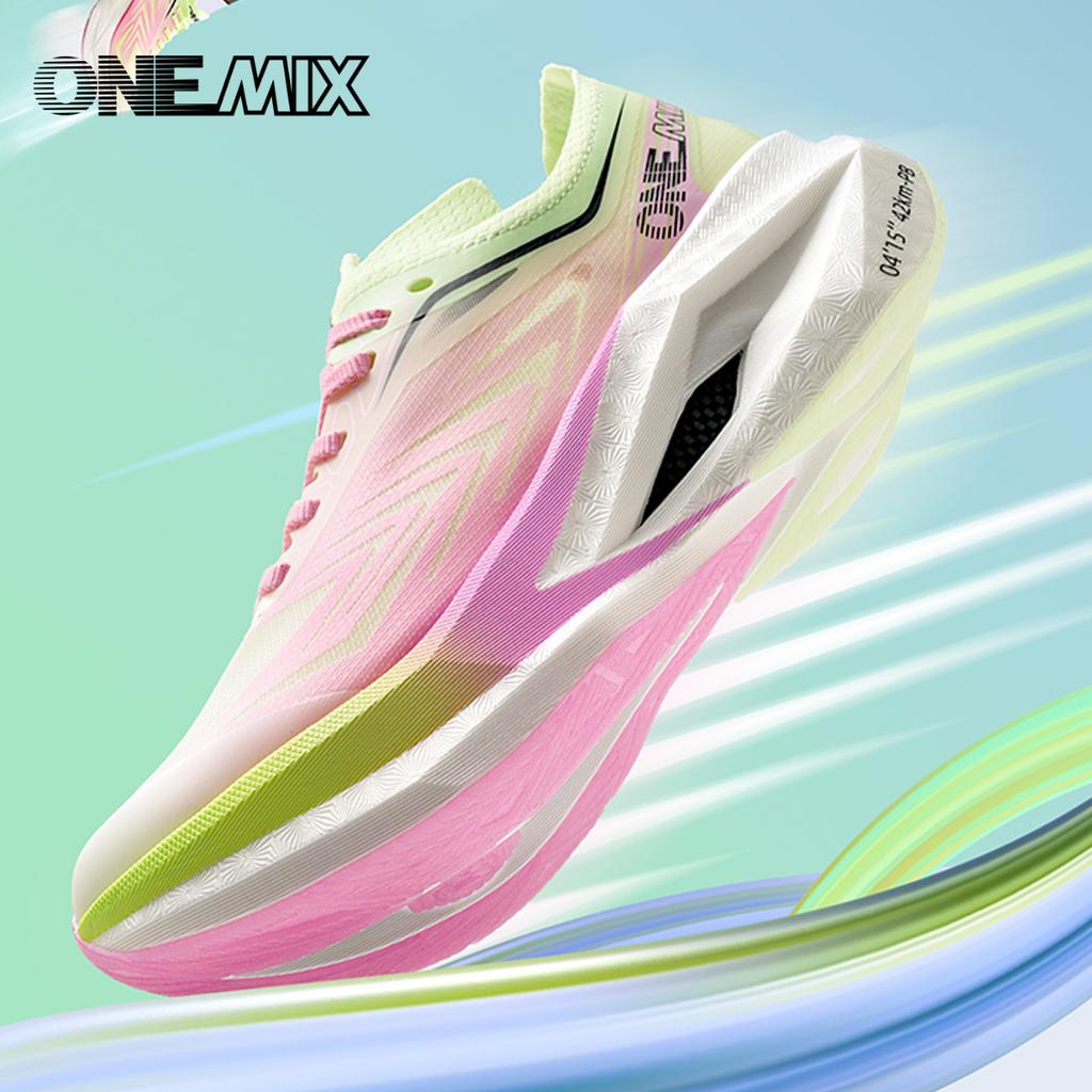 ONEMIX 2025 Nuevos Zapatos Profesionales para Correr Maratón con Tabla de Carbono Completa en la Palma, Absorción de Impactos Transpirables Elásticos Zapatos Deportivos para Hombre