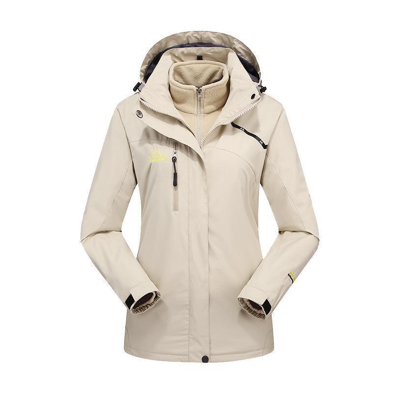 Windproof Outdoor Jacket Set: Couples' 3-in-1 with Detachable Fleece for Men & Women, Ideal for Autumn & Winter