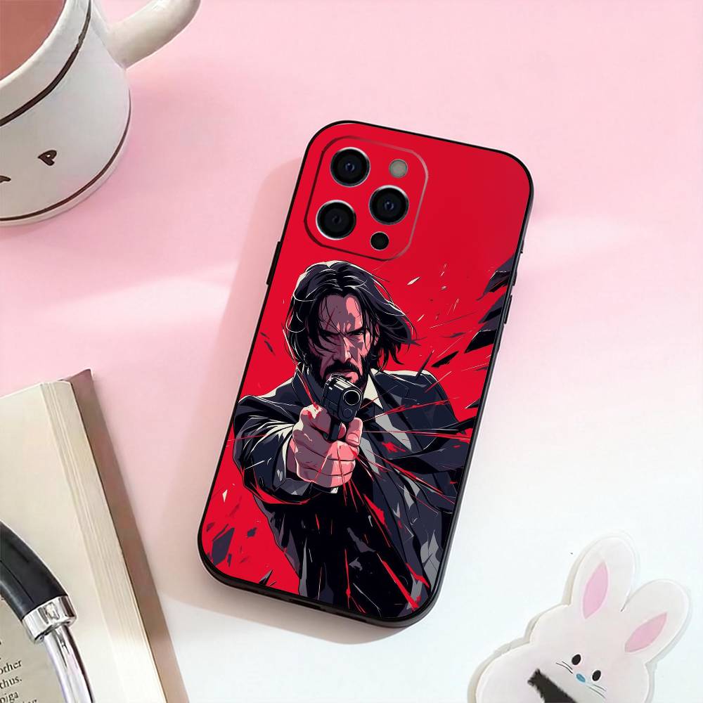 Classic films John wick  Phone Case For iPhone 17,16,15,14,13,12,11 Plus,Pro Max,Soft Silicone Black Cover
