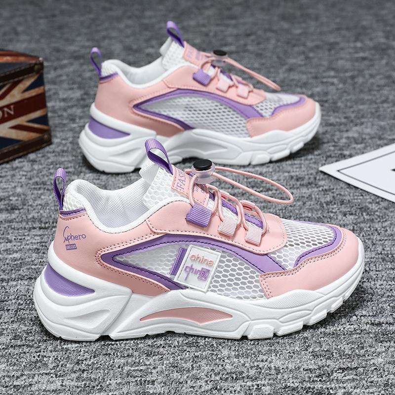 

Дитяче модне дихаюче повсякденне взуття Дитяче спортивне взуття для бігу Хлопчики та дівчатка У тренді Зручні кросівки 39 рожевий/фіолетовий