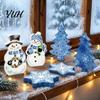 Handcrafted Wooden Christmas Figures 5Pcs/Set Gingerbread Man Tabletop Decor, Vintage Cookie Gift for Family Shaped Ornament Home Mantel, Festive