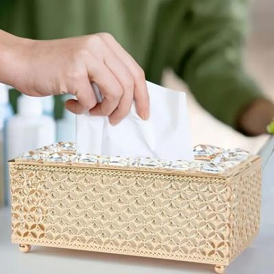 European Style Crystal Tissue Box Hollow-out Napkin Dispenser Decorative Napkin Box  Living Room