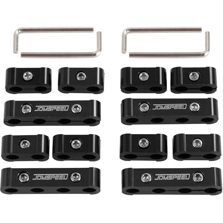 JDMSPEED Engine Spark Plug Wire Separator Divider 8mm 9mm 10mm Black 12pcs Replacement for 8 Cylinder Vehicles Racing Car