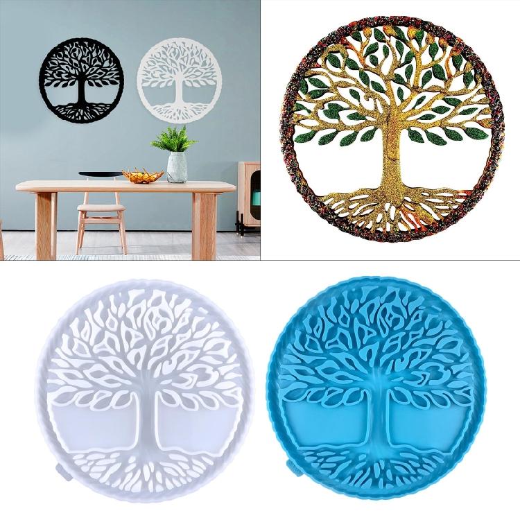 Reusable Epoxy Resin Mold Blue/White Tree for Bookend Wall Hanging Cast