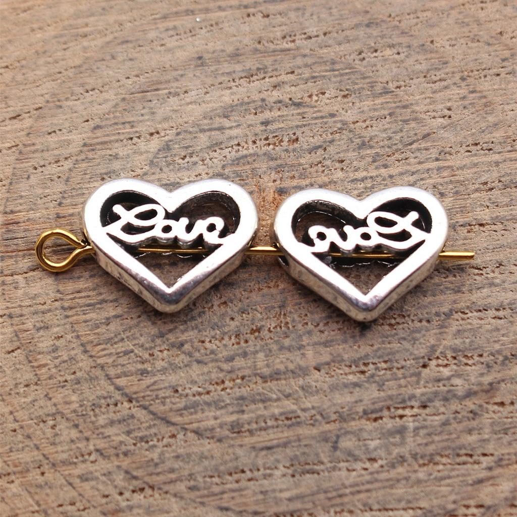 Heart Loose Beads For Valentine Bracelet Necklace DIY Vintage Jewelry Making Supplies For Charm