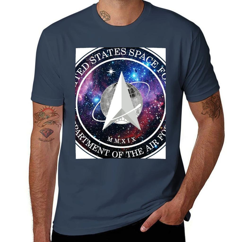 Logo Oficial Design Forța Spațială SUA Pui Alergător Nebuloasă Stele Galactice Universale Imprimat Tricou Casual Rezistent la Uzură