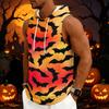 Men's Halloween Costume Hooded Vest, Sleeveless Drawstring Print Pullover for Party and Daily Wear