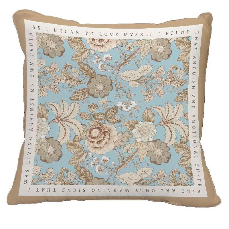 Light Luxury Pillow Retro Square Flower Decoration Sofa Ornaments Pillowcase New Chinese Style Removable and Washable Pillow Cushion