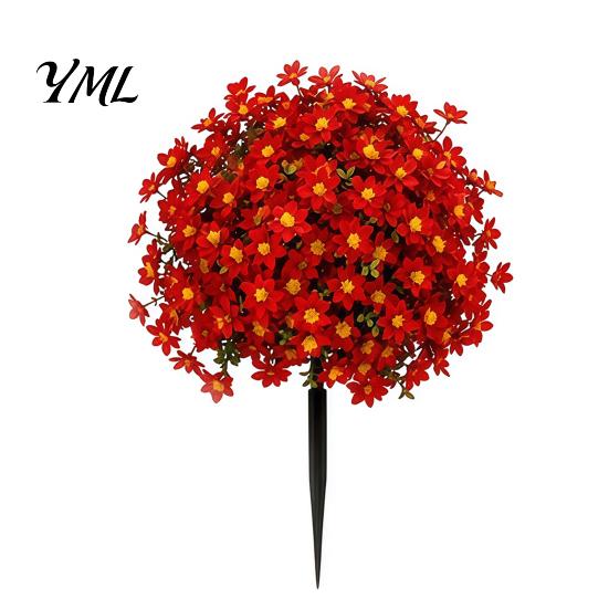 Decorative Faux Flowers for Dining Table Christmas Artificial Poinsettia Flower Topiary Tree, Fade Resistant Bush with Spike, Realistic Vivid