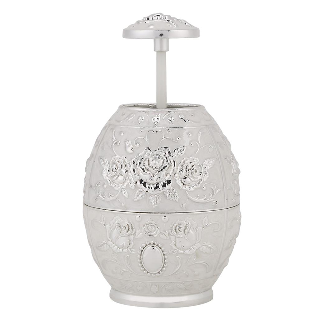 1pc Metal Zinc Alloy Toothpick Holder Flower Pattern Hand Press Toothpick Dispenser