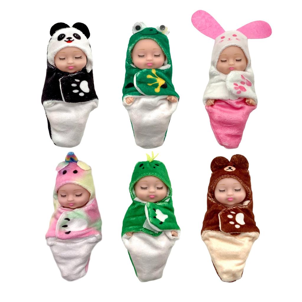 Leke 4 tommer Mini Søvn Gjenfødt Dukke Håndflate Liten Dukke Gaveeske Sett Dukke Bjd Dukke