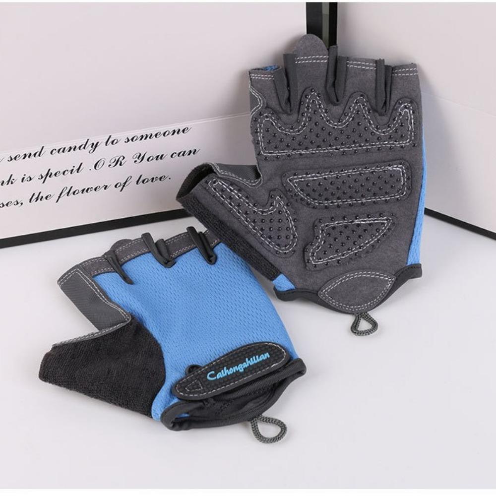 

Sports fitness gloves men s and women s summer thin non-slip and wear-resistant S небо синє кольору