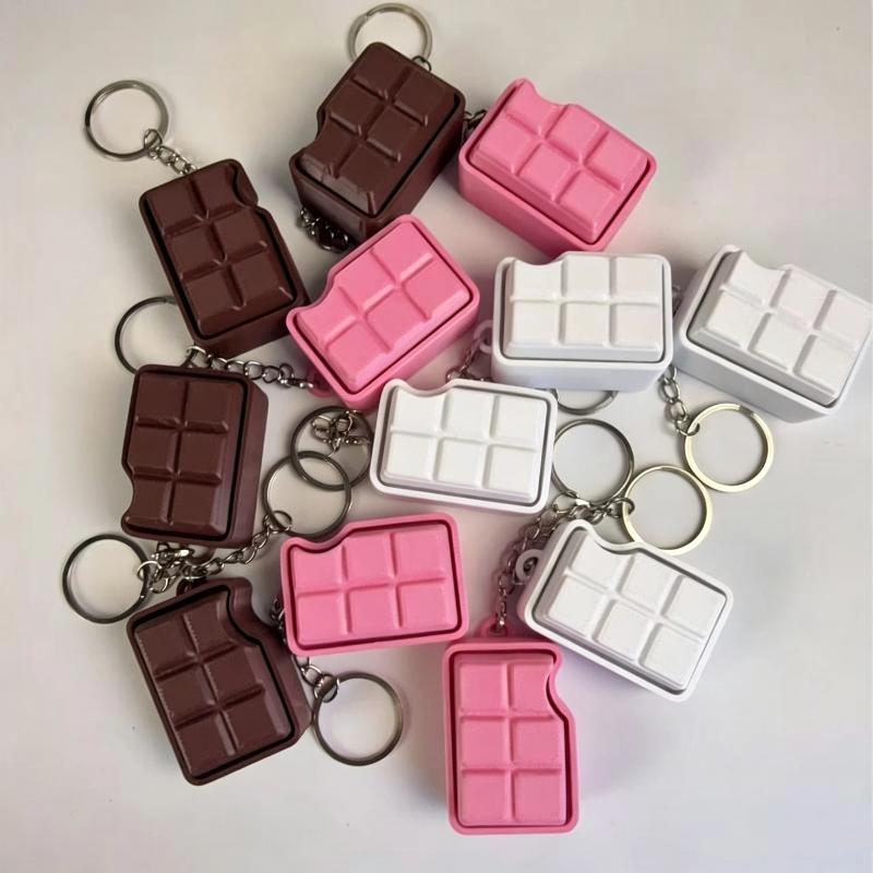 Chocolate Shaped Fidget Slider Keychain Cute Colorful Stress Relief Toy Smooth Surface for Kids School Bag Pendant Gifts