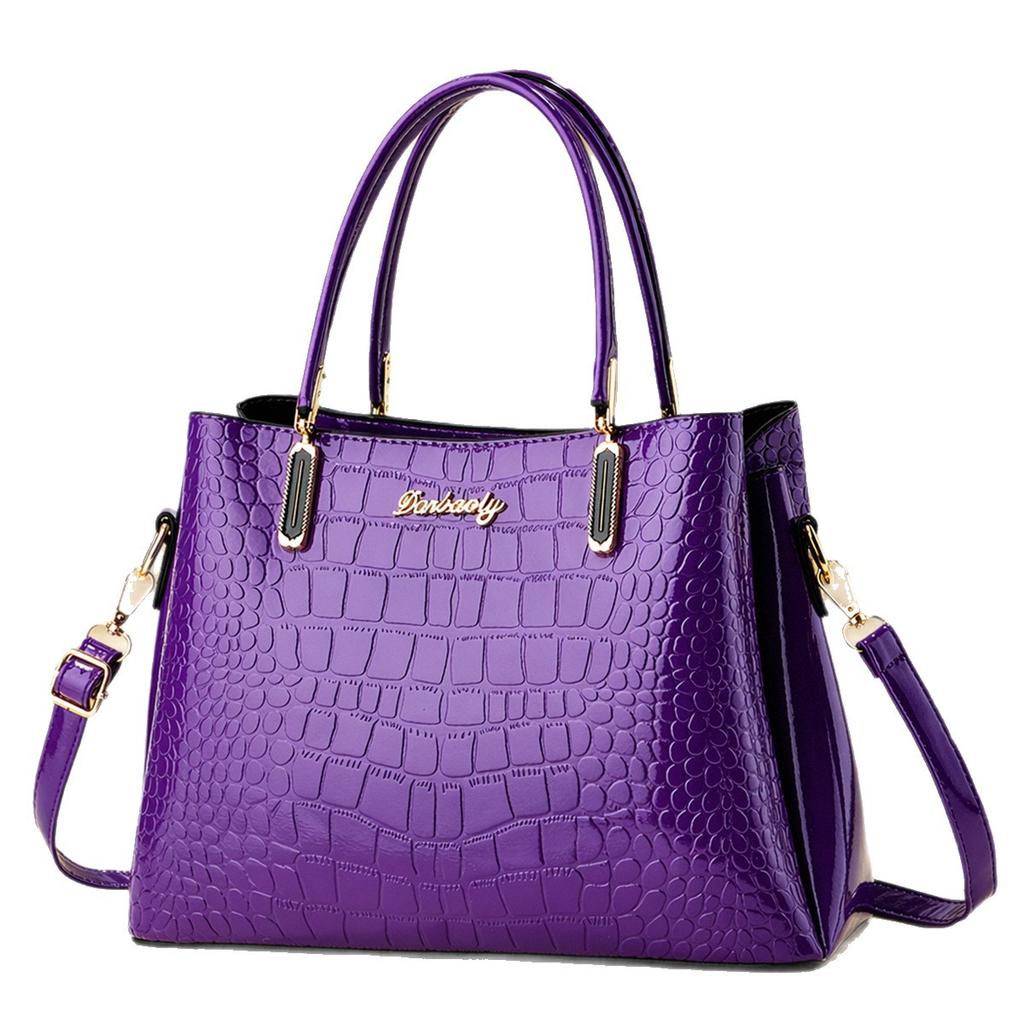 Women’s Trendy Crocodile Pattern Top Handle Bag, Simple Elegant Commute Shoulder Crossbody Purse