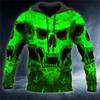Skull Flame 3D Print Hoodies Hip Hop Street Style Outdoor Long Sleeve Hooded Sweatshirt Casual  Sports Daily Streetwear