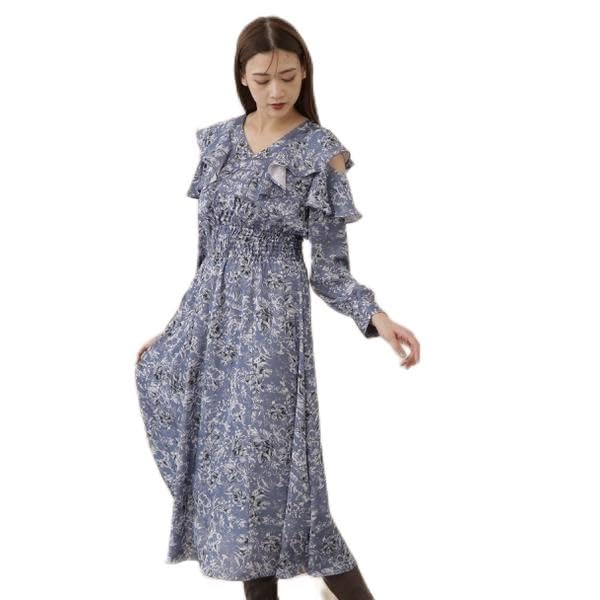 Jill by Jill Stuart Flower Print Satin Ruffle Dress