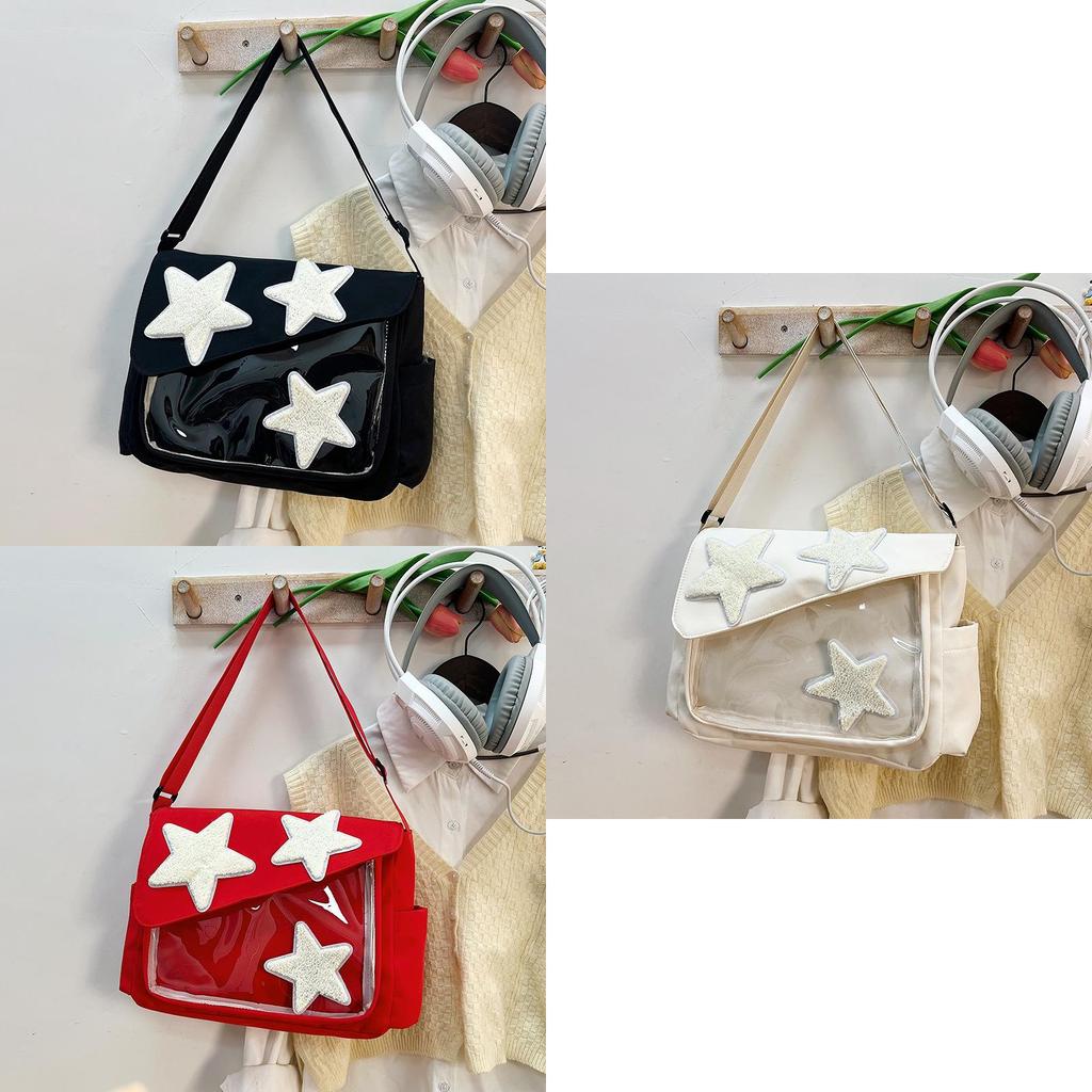 2024 New Star Pattern Canvas Tote Bag Street Fashion Large Capacity Shoulder Crossbody Bag
