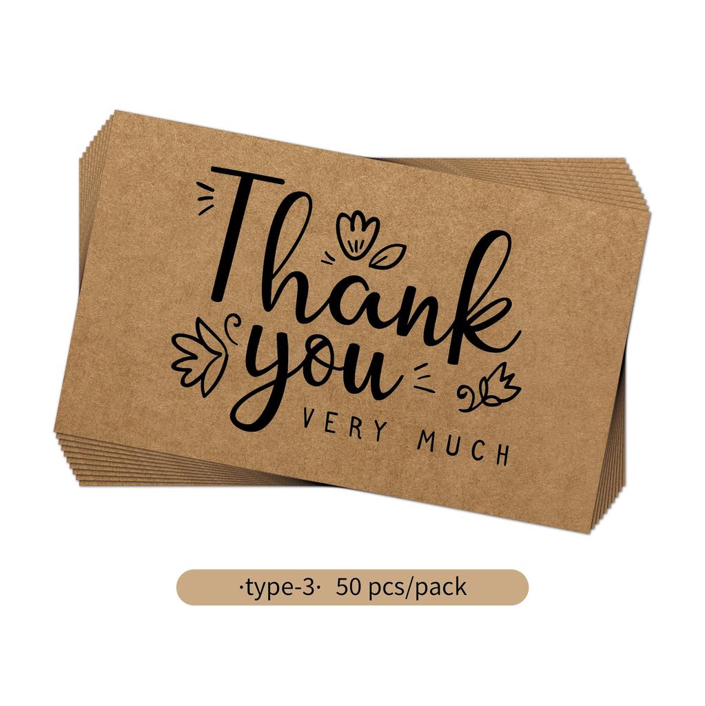 50pcs Kraft Paper Thank You Card for Enterprise Store Business Package Decoration Card Thank You For Your Order Card Wholesale
