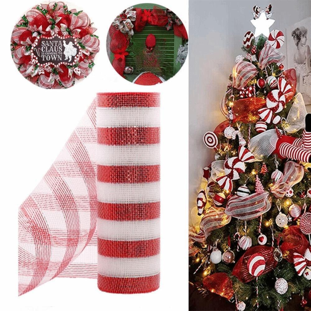 Stripes Gift Packaging Mesh Fabric 26cmx10 Yard Gift Wrapping Ribbon Christmas Tree Decor