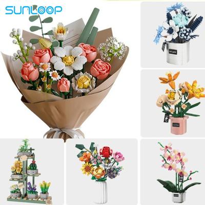 Building Blocks Flowers Bouquet Set Flowers Models Home Decor Botanical Collection Bricks Toys for Adults Mother's Day Christmas