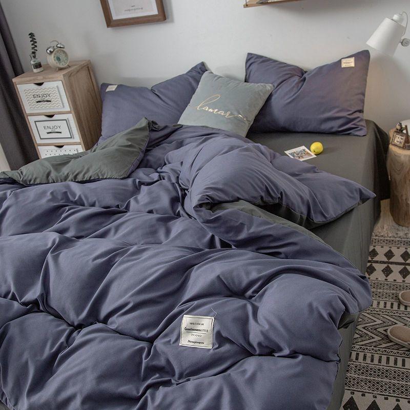 Simple Japanese Solid Color Pink Bedding Set Bed Cover Twin Full Queen Bed Linen Girl Women Polyester Bed Flat Sheet Pillowcase