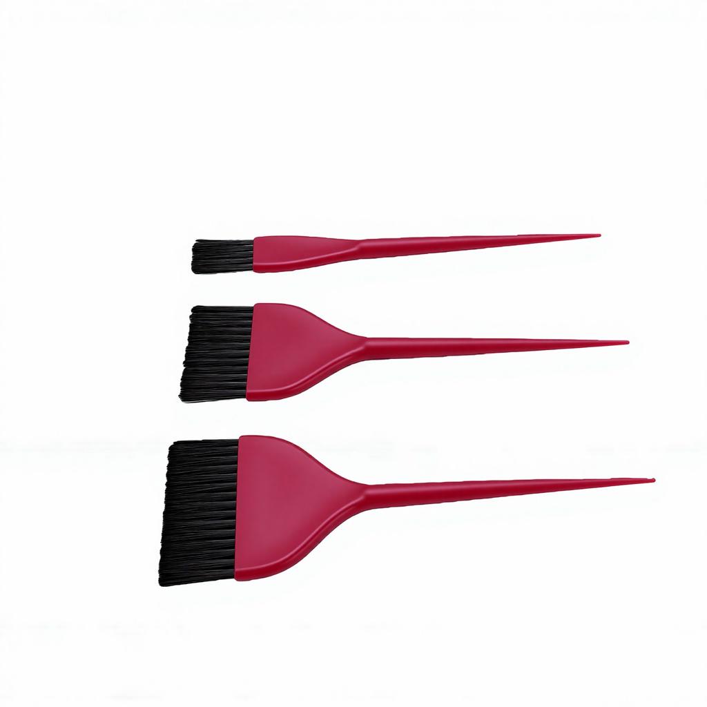 Pinceau de coloration pour cheveux à long manche contrôle précis pinceau de coloration capillaire pour débutants professionnels Rosé Sanguin Lot de 3 pièces