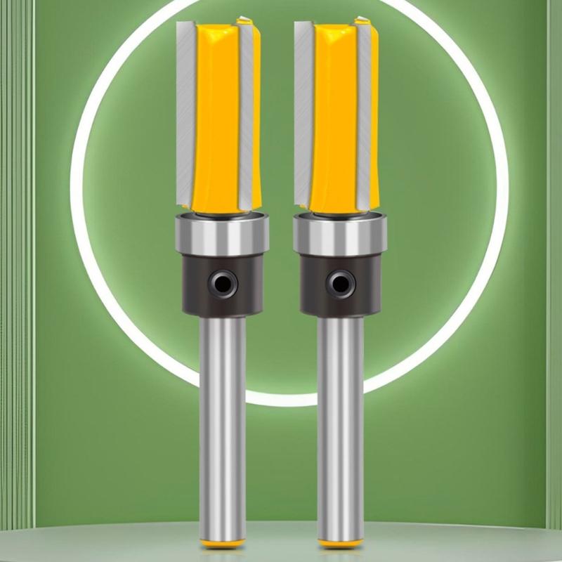1/4" Shank Flush Trim Router Bit Set Double Edges Bearing Cutter for Fine Slotting In Wood Metal Plastic