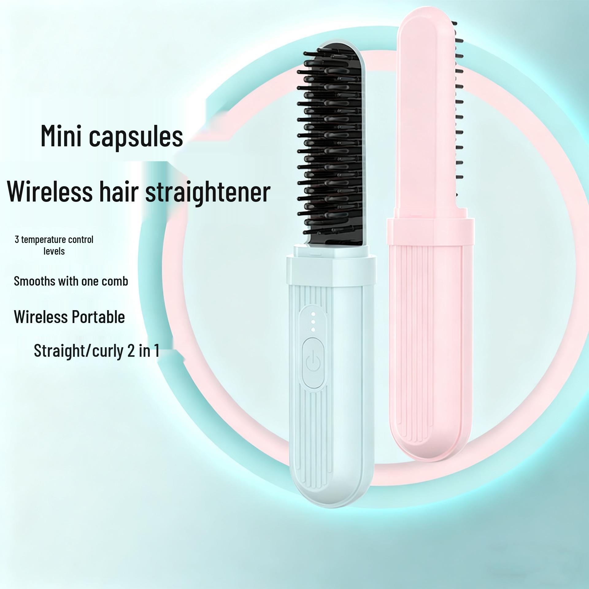 Negative Ion Wireless Hair-Smoothing Comb: Portable, Hair-Friendly Styling Tool.