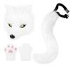 Halloween Party Plush Simulated Fox Tail Half-Face Mask and Animal Claw Glove Set cos Props