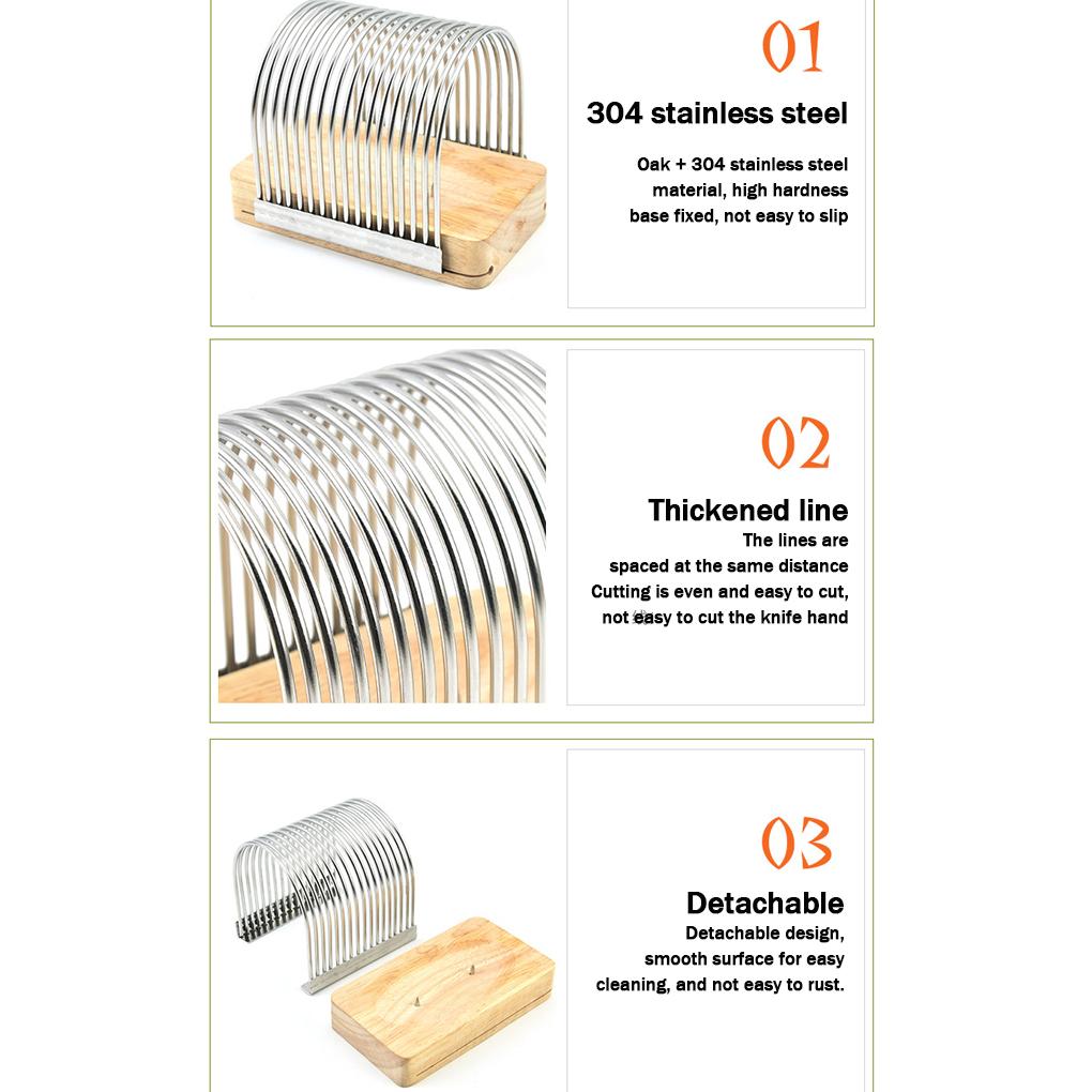 High Hardness Kitchen Slicer With Fixed Base For Uniform Toast Cutting Wooden Seat Toast Slicer