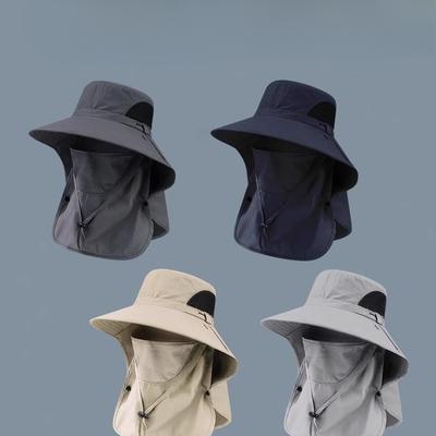 Fishing Hat Men's Sun Hat Summer Sun Protection Large Brim All Round Outdoor Leisure Face Protection Mosquito Mountaineering Fishing Hat